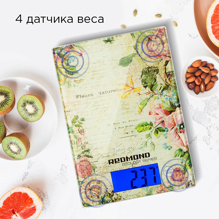Весы кухонные РЕДМОНД RS-736 (цветы) - фото 2 - купить в интернет-магазине Редмонд