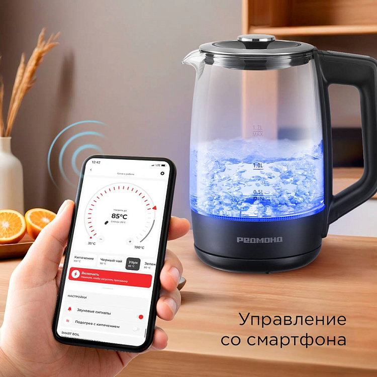 Умный чайник РЕДМОНД SkyKettle KG258S (черный) - фото 2 - купить в интернет-магазине Редмонд