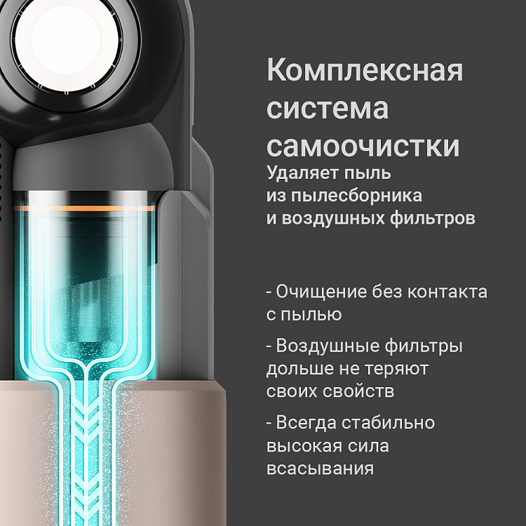 Пылесос вертикальный беспроводной РЕДМОНД VH1315 (бежевый) - фото 4 - купить в интернет-магазине Редмонд