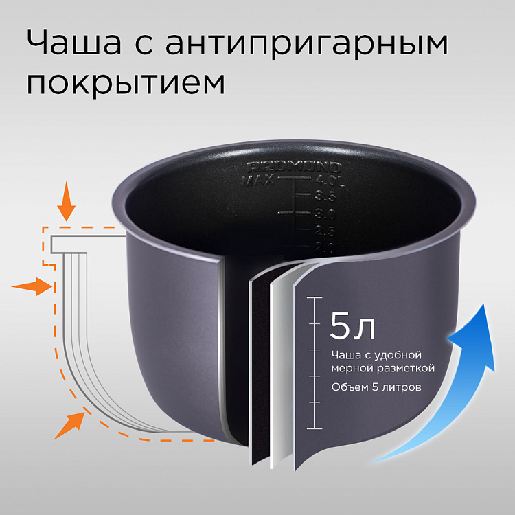Мультиварка-скороварка РЕДМОНД RMC-PM400 - фото 5 - купить в интернет-магазине Редмонд
