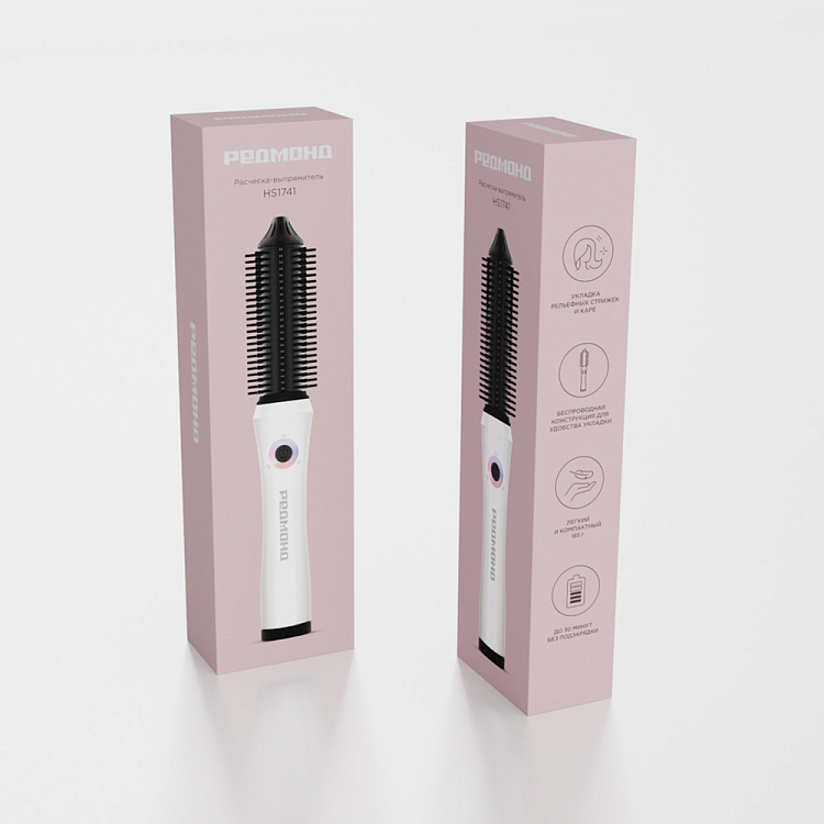 Беспроводная расческа-выпрямитель для волос РЕДМОНД HS1741 (белый) - фото 10 - купить в интернет-магазине Редмонд