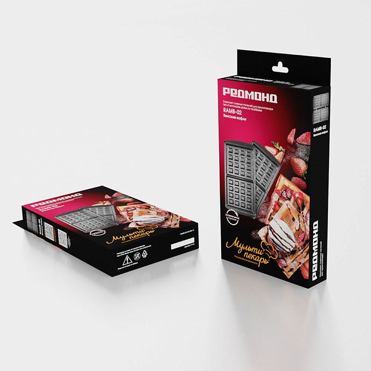 Панель "Венские вафли" для мультипекаря РЕДМОНД (форма для выпечки вафель) RAMB-02 - фото 4 - купить в интернет-магазине Редмонд